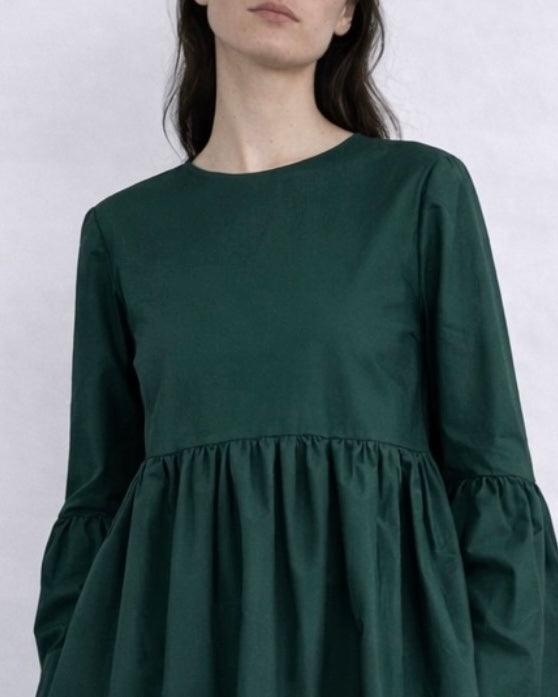 Tiered Midi Dress in Green Emerald