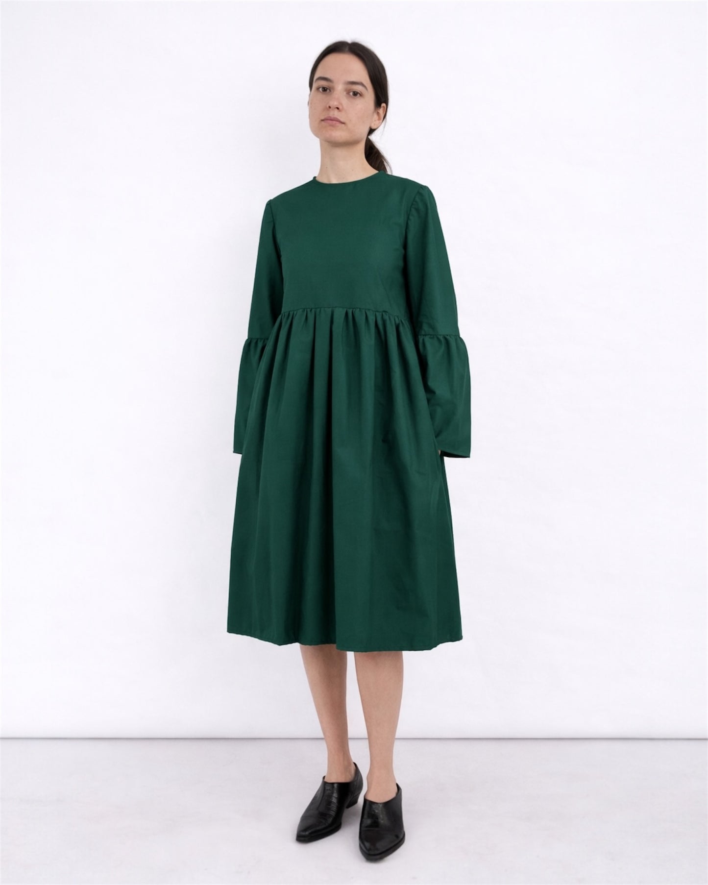 Tiered Midi Dress in Green Emerald