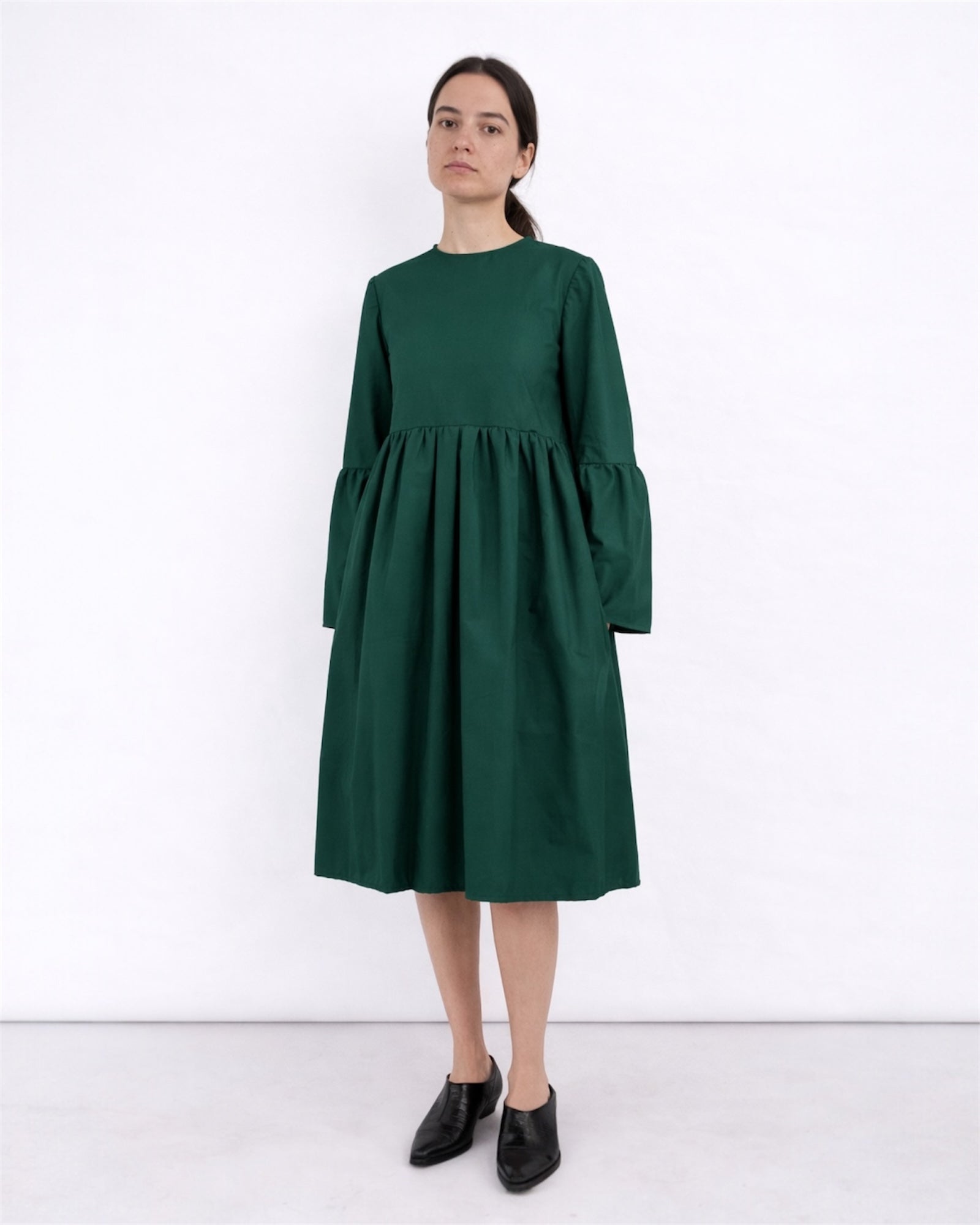 Tiered Midi Dress in Green Emerald