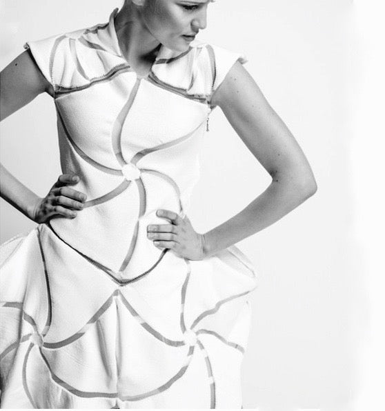 Halo Ivory Sculptural Engineered Knit Dress