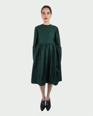 Tiered Midi Dress in Green Emerald