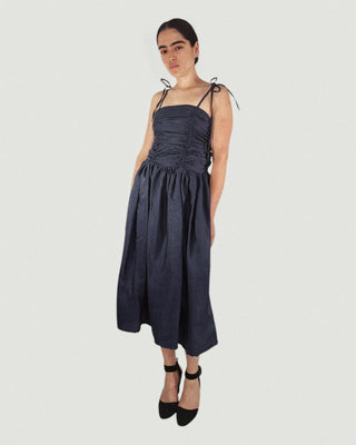 Mystic Moods Drop Waist Ruched Midi Dress