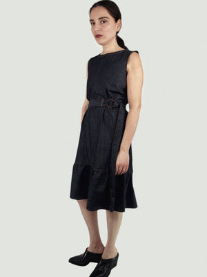 Denim Midi Tiered Dress