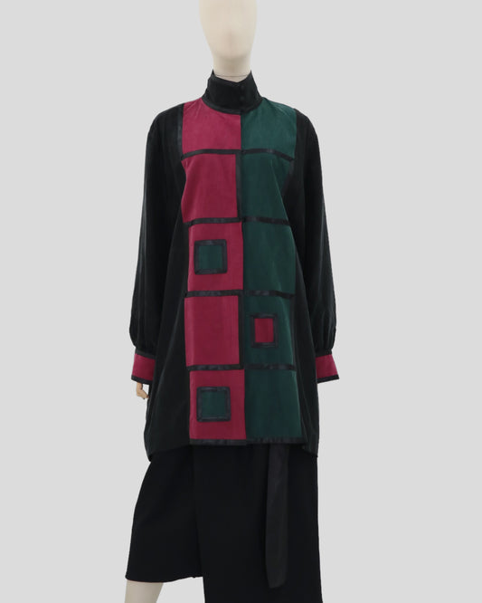 80’s Vintage Colour Block 100% Silk Jacket Oversized